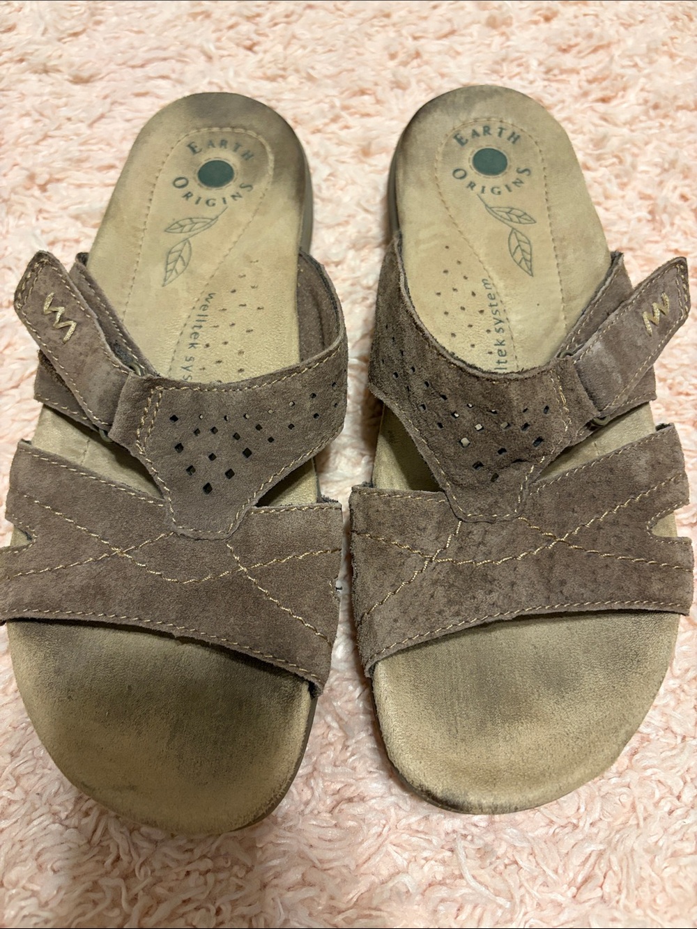 Earth Origins Shelby Slide Sandal Dark Brown Suede 9.5M